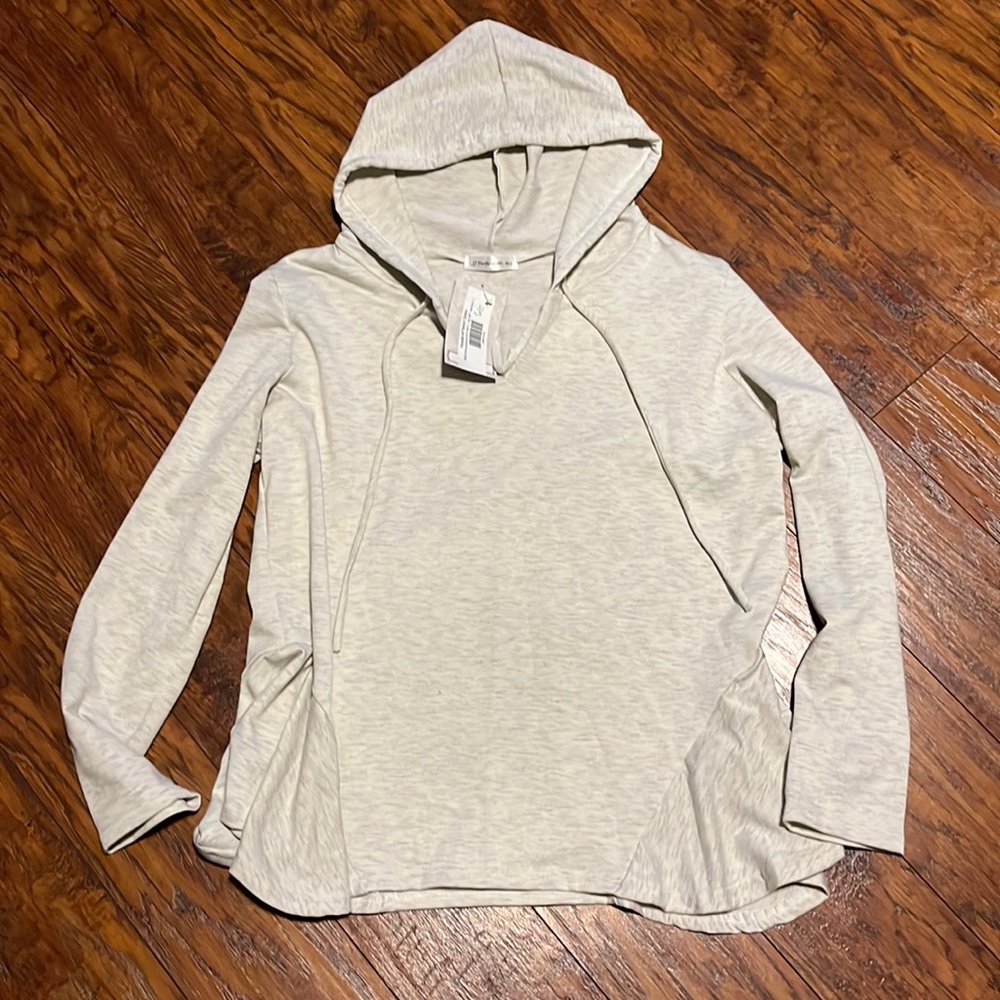 Boutique Flared Side Hoodie- Oatmeal